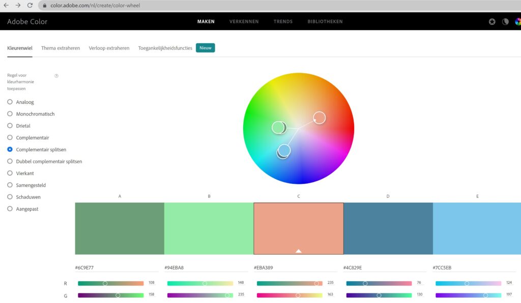 Kleurschema kiezen voor website